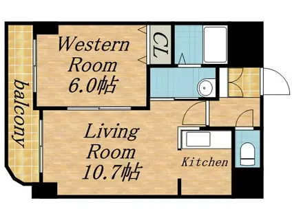 ティアラN6(1LDK/10階)の間取り写真