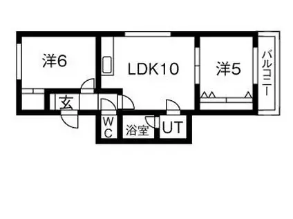 ヴィラ真駒内公園(2LDK/3階)の間取り写真