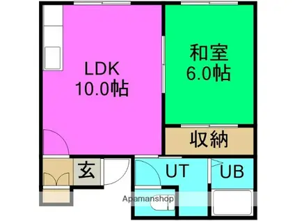 コーポ綾(1LDK/2階)の間取り写真
