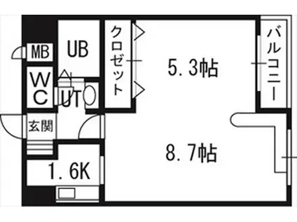 ハウスオブリザ南9条(1LDK/5階)の間取り写真
