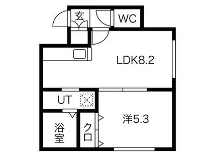 ING発寒南(1LDK/1階)の間取り写真