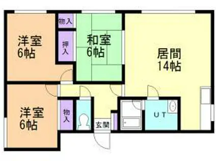ハイツK(3LDK/1階)の間取り写真