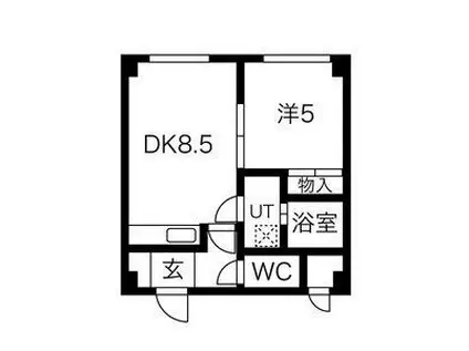 ウエストコート22(1DK/4階)の間取り写真