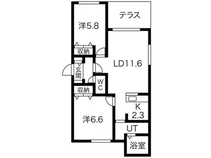 ブランシャール西28丁目(2LDK/1階)の間取り写真