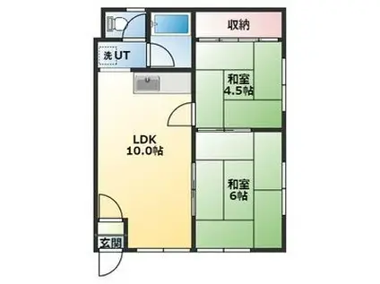 コーポ旭(2LDK/2階)の間取り写真