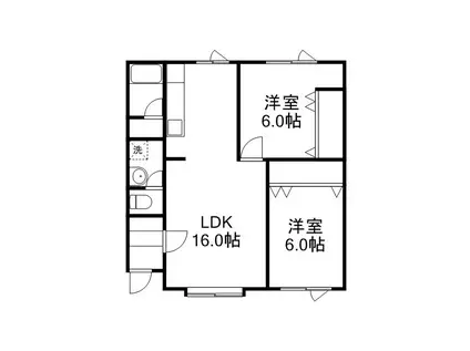 やすらぎ(2LDK/1階)の間取り写真