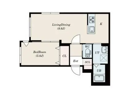 ルミナス山鼻(1LDK/4階)の間取り写真