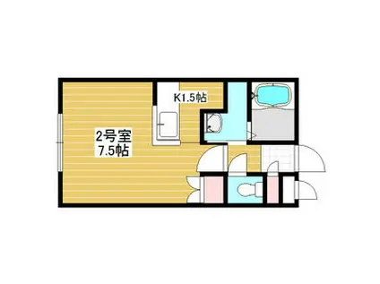 札幌市南北線 真駒内駅 バス乗車時間:15分 南沢5-3バス停で下車 徒歩1分 3階建 築26年(1K/1階)の間取り写真
