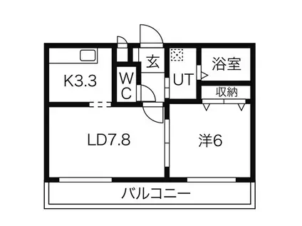 ディアコート山の手(1LDK/2階)の間取り写真