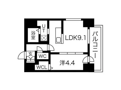 プライマル札幌桑園(1LDK/5階)の間取り写真