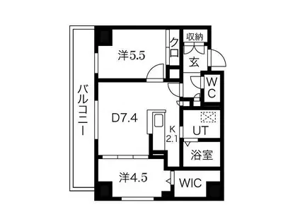 アルファスクエア中島公園(2LDK/2階)の間取り写真