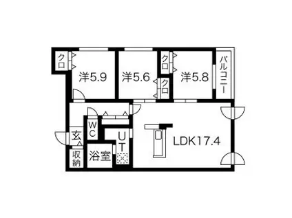 CELESTIA(3LDK/2階)の間取り写真