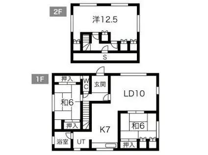 北海道札幌市南区 2階建 築49年(3SLDK)の間取り写真
