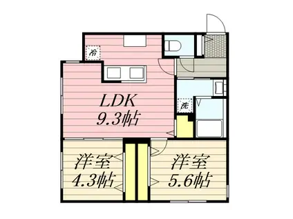 ALIVIS琴似(2LDK/4階)の間取り写真