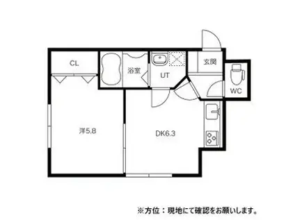 ヒルズ希望(1DK/2階)の間取り写真