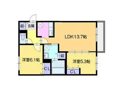 フローリス(2LDK/4階)の間取り写真