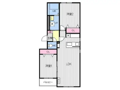 ラ・メゾン・ドゥースⅡ(2LDK/3階)の間取り写真