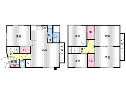 北海道札幌市南区 2階建 築49年(5LDK)の間取り写真