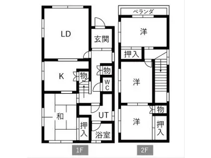 北海道札幌市南区 2階建 築47年(4LDK)の間取り写真