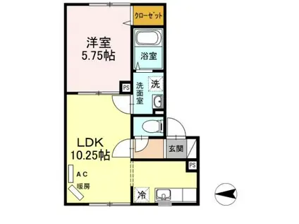 セジュール石山(1LDK/1階)の間取り写真