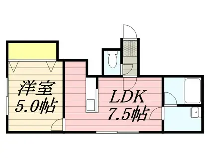 グレイス南発寒(1DK/2階)の間取り写真