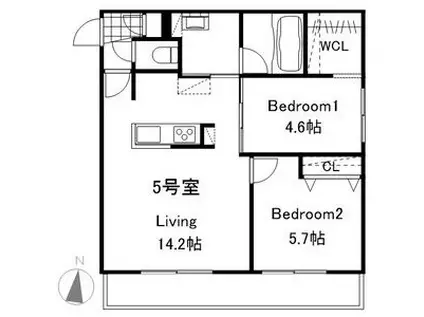 プレスタ南7西16MS(2LDK/1階)の間取り写真