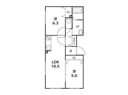 ラフィーネ西町(2LDK/2階)の間取り写真