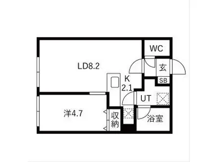 ブリス北円山(1LDK/2階)の間取り写真