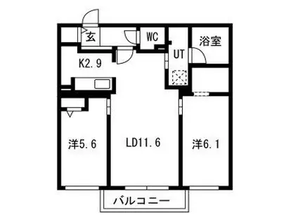 南9西15MS(2LDK/4階)の間取り写真