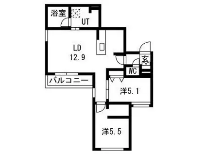 南9西15MS(2LDK/3階)の間取り写真