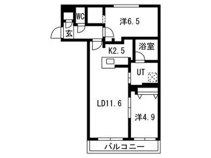 南9西15MS(2LDK/3階)の間取り写真
