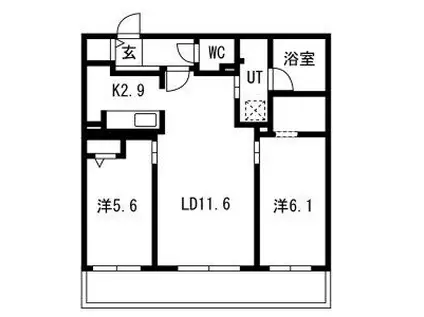 南9西15MS(2LDK/1階)の間取り写真