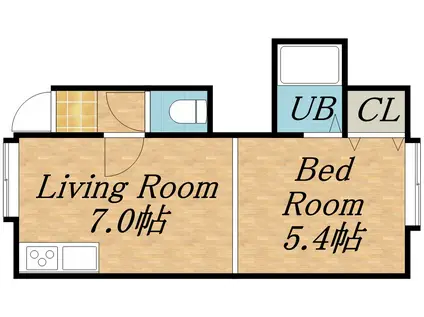 エスポワールB(1DK/2階)の間取り写真