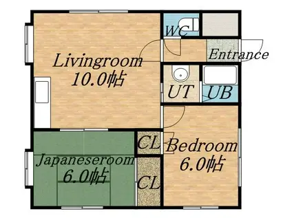ホワイトコートカヤⅦ(1LDK/2階)の間取り写真