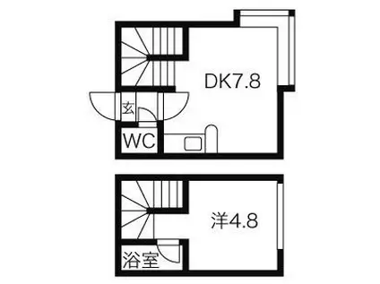 ピーチハウス(1DK/1階)の間取り写真