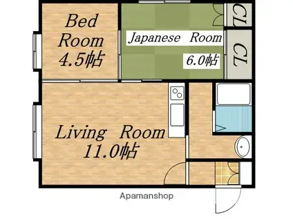セピア栄町(2LDK/3階)の間取り写真