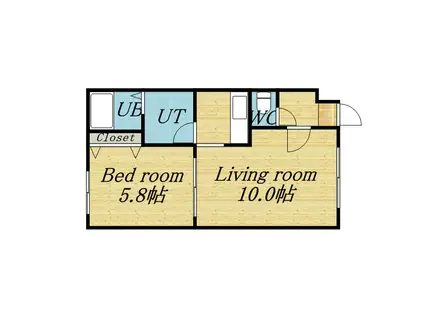 ウイング北14条(1LDK/1階)の間取り写真