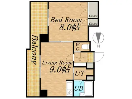 ARMS美術館通Ⅰ(1LDK/7階)の間取り写真