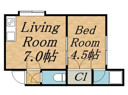 ルミエール21(1DK/2階)の間取り写真