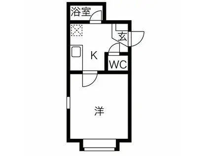 アップルハウス北22条Ⅲ(1K/1階)の間取り写真