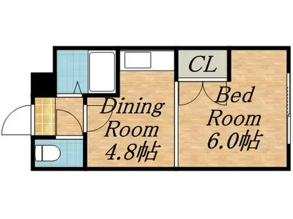 ジャグランス宮の森(1DK/3階)の間取り写真