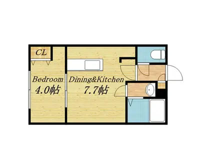 ラフィーネ大通円山(1DK/4階)の間取り写真