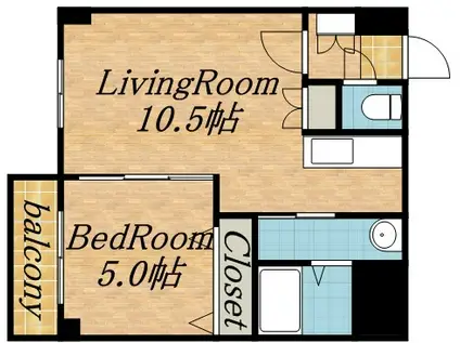 リーガル—セント(1LDK/4階)の間取り写真
