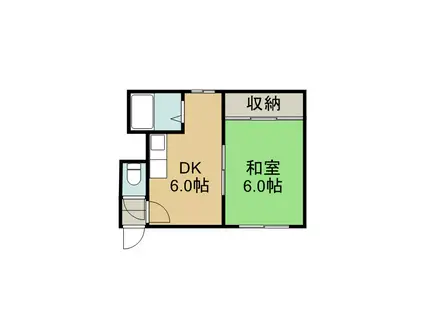 21条ビル(1DK/2階)の間取り写真