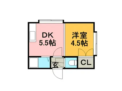 メゾン東豊(1DK/2階)の間取り写真
