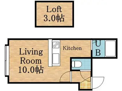 サンタフェ(ワンルーム/2階)の間取り写真