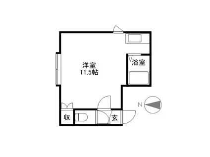 瀬比亜館北14条(ワンルーム/2階)の間取り写真