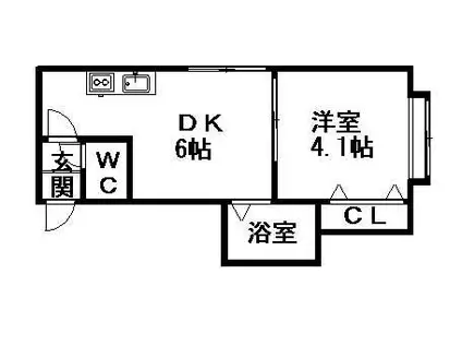 TS円山(1DK/2階)の間取り写真