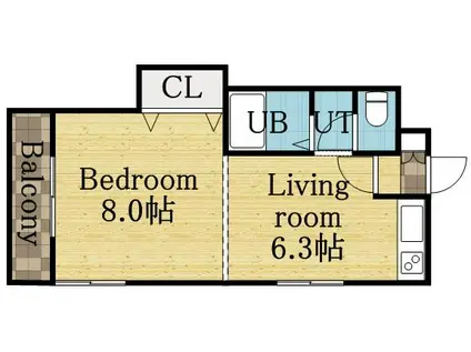 ソルテリア元町(1DK/3階)の間取り写真