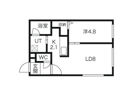 レ ガ ー ロ(1LDK/2階)の間取り写真